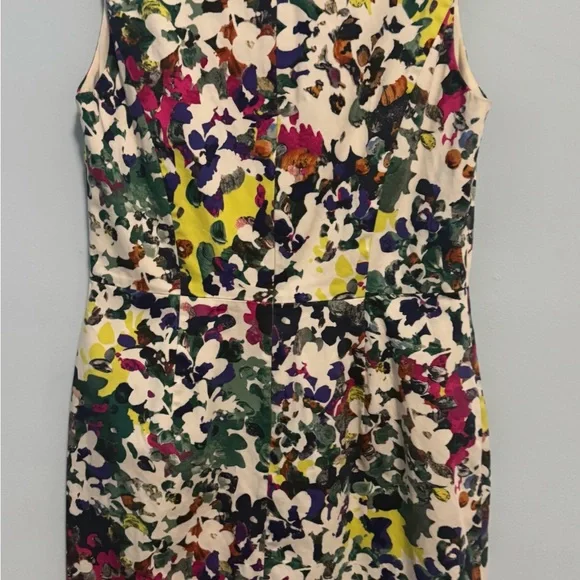 Ann Taylor Floral Midi Dress in White, Green, Purple, Yellow - Picture 3 of 7